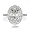 5.6 ct Halo Oval Brilliant Cut High Carbon Diamond Pavé Ring - Rhodium Plated Sterling Silver - White - Ring - ONNNIII