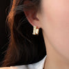 Square Erosion Hoop Earrings - Gold - Earrings - ONNNIII