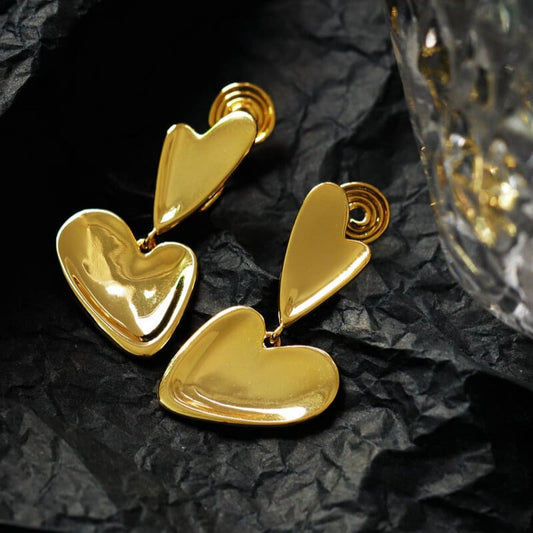 Double Hearts Clip-On Earrings - 18K Gold Plated - Clip-On Earrings - ONNNIII