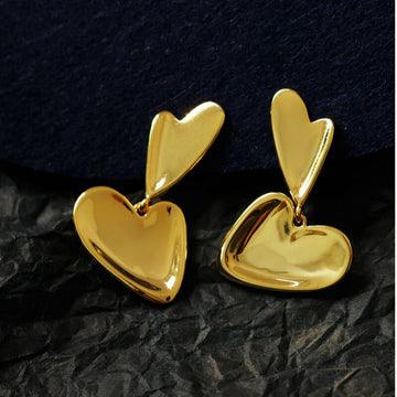 Double Hearts Clip-On Earrings - 18K Gold Plated - Clip-On Earrings - ONNNIII