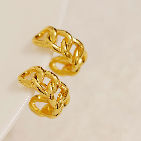 Hollow Braid Clip-On Earrings - 18K Gold Plated - Clip-On Earrings - ONNNIII