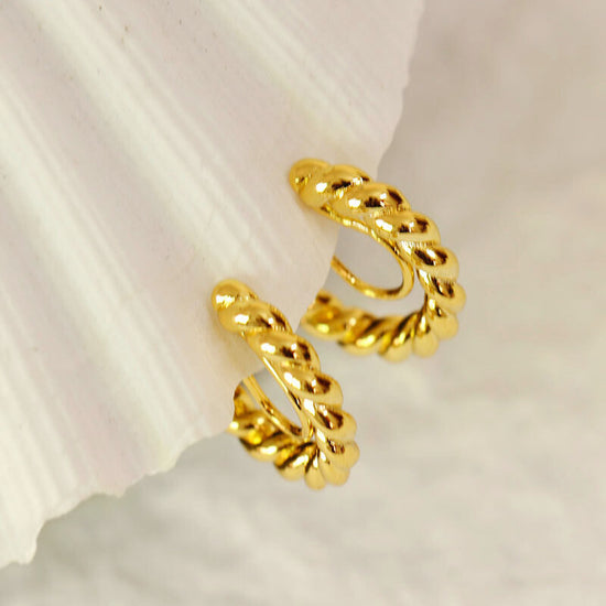 Twist Braid Clip-On Earrings - 18K Gold Plated - Clip-On Earrings - ONNNIII