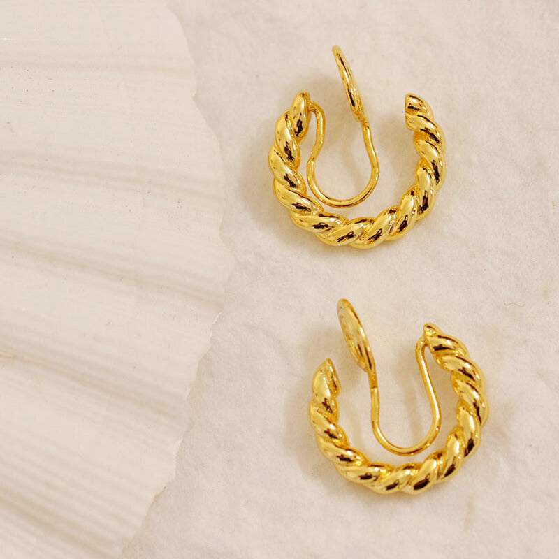 Twist Braid Clip-On Earrings - 18K Gold Plated - Clip-On Earrings - ONNNIII