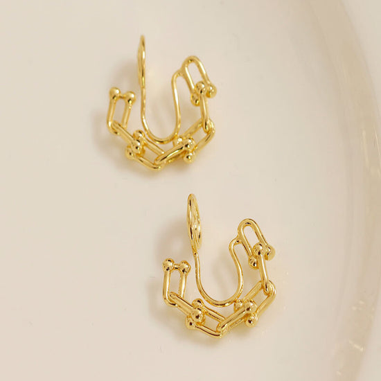 Hollow Braid Clip-On Earrings - 18K Gold Plated - Clip-On Earrings - ONNNIII