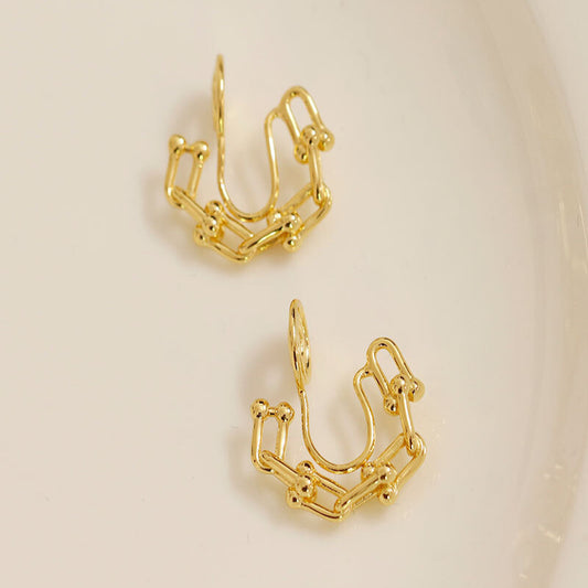 Hollow Braid Clip-On Earrings - 18K Gold Plated - Clip-On Earrings - ONNNIII