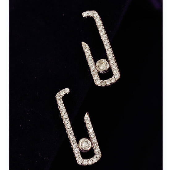 Paperclip CZ Inlaid Clip-On Earrings - 18K Gold Plated - Clip-On Earrings - ONNNIII