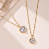 Halo Round Cut CZ Pendant Necklace - 18K Gold Plated - Hypoallergenic - White - Necklace - ONNNIII