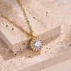 Halo Round Cut CZ Pendant Necklace - 18K Gold Plated - Hypoallergenic - White - Necklace - ONNNIII