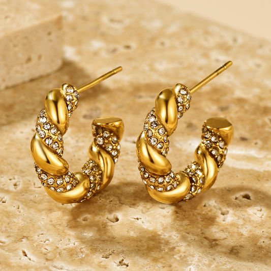 Twist Pavé Hoop Earrings - Earrings - ONNNIII