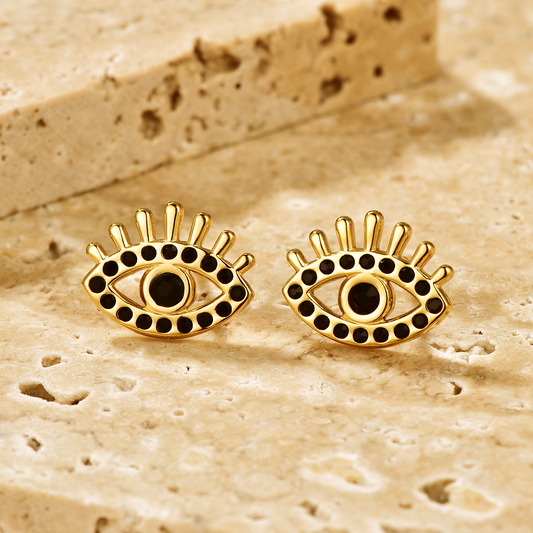 Evil Eye Stud Earrings - 18K Gold Plated - Hypoallergenic - Earrings - ONNNIII