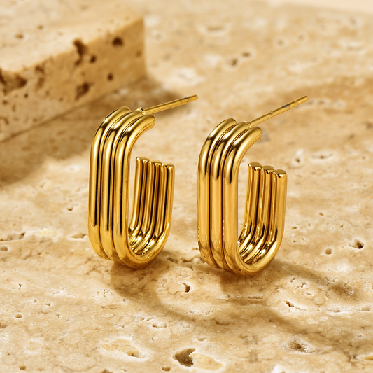 U Shape Layered Hoop Earrings - Earrings - ONNNIII