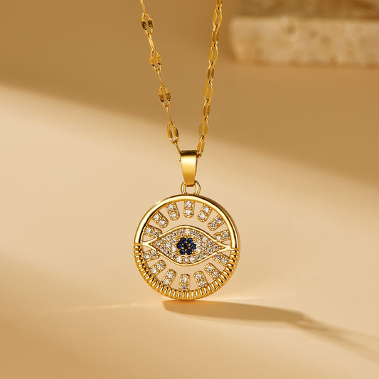 Evil Eye Circle Pendant Necklace - Necklace - ONNNIII