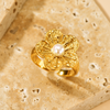 Flower Ring Inlaid with Pearl - Gold - Ring - ONNNIII