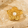 Flower Ring Inlaid with Pearl - 18K Gold Plated - Hypoallergenic - Ring - ONNNIII