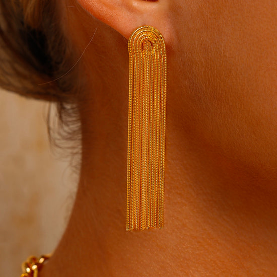 Tassel Drop Earrings - 18K Gold Plated - Hypoallergenic - Earrings - ONNNIII