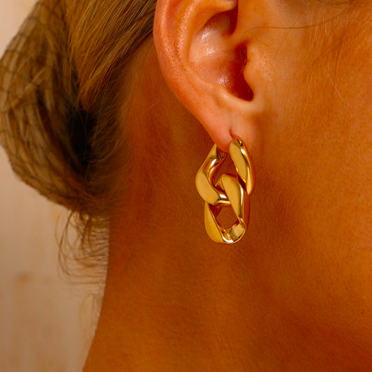 Double Link Curb Chain Drop Earrings - 2 Ways to Wear - Earrings - ONNNIII