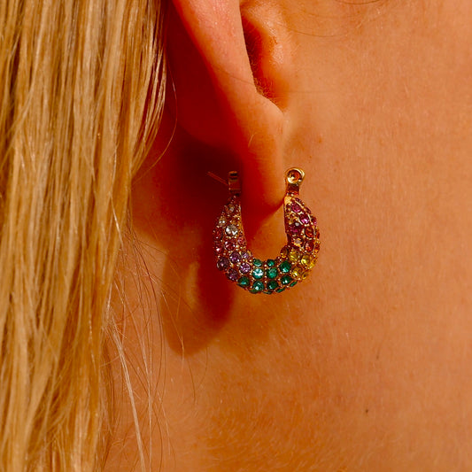 Coloured Pavé Huggie Earrings - Earrings - ONNNIII