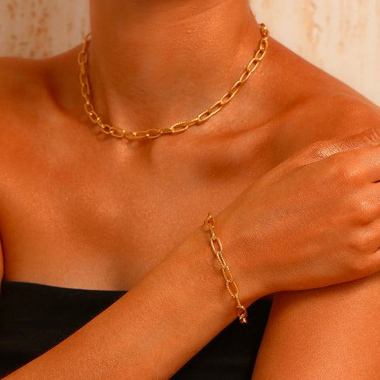 Paper Clip Chain Necklace - 18K Gold Plated - Hypoallergenic - Necklace - ONNNIII