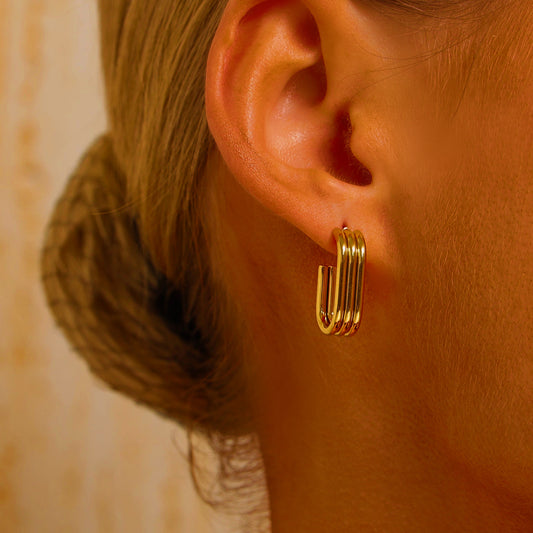 U Shape Layered Hoop Earrings - Earrings - ONNNIII