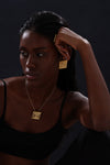 Textured Square Pendant Necklace - Unisex - 18K Gold Plated - Hypoallergenic - Necklace - ONNNIII