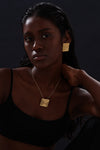 Textured Square Pendant Necklace - Unisex - 18K Gold Plated - Hypoallergenic - Necklace - ONNNIII