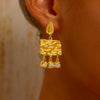 Wave Textured CZ Inlaid Drop Earrings - 18K Gold Plated - Earrings - ONNNIII