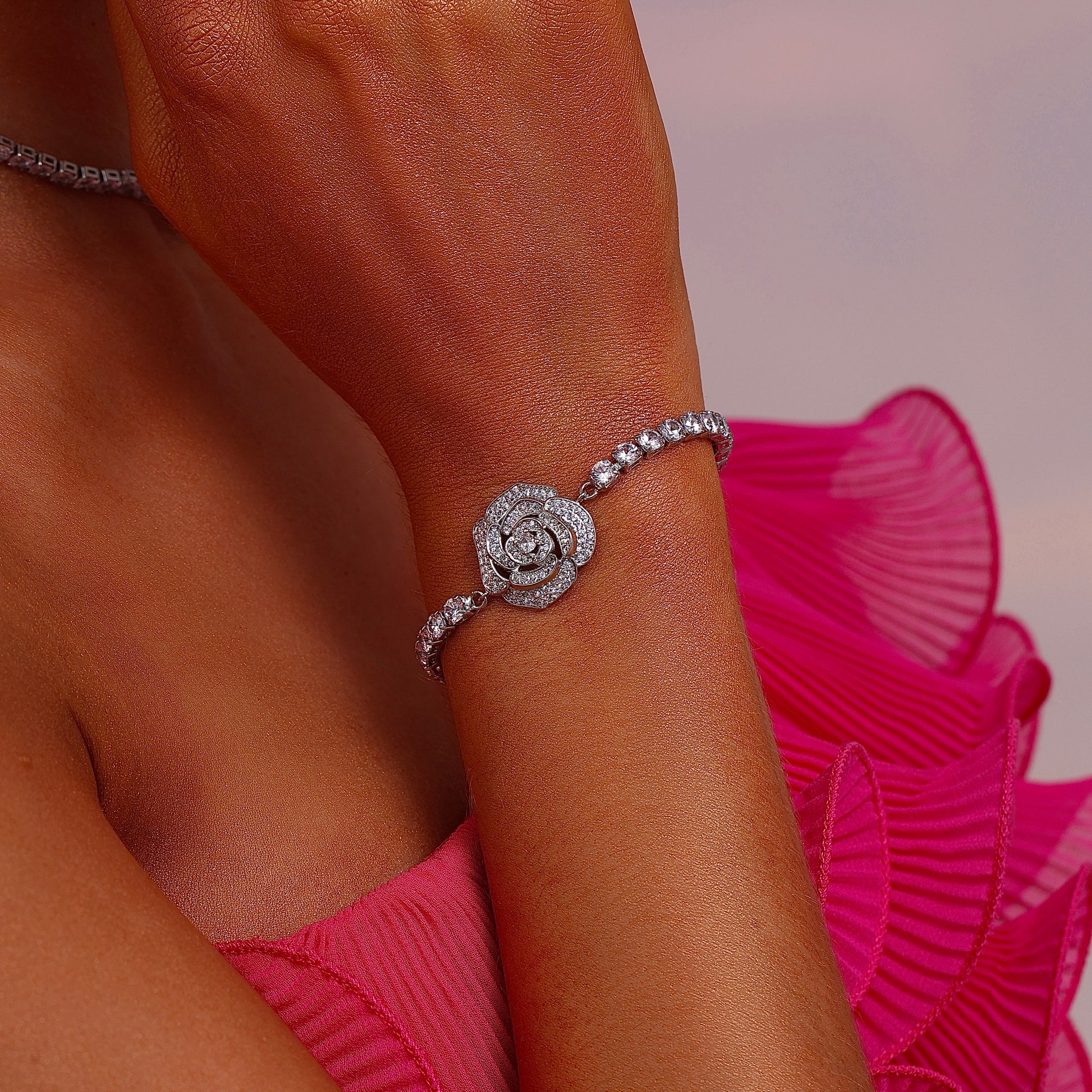 Rose Tennis Bracelet - Cubic Zirconia - Bracelet - ONNNIII