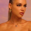 Cross Drop Earrings in Multi-Colour CZ - 18K Gold Plated - Pearl Inlaid - Earrings - ONNNIII