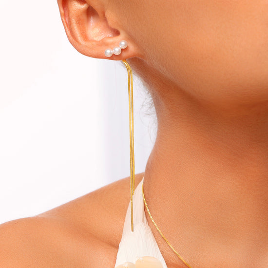 Pearl Tassel Drop Earrings - 14K Gold Plated - Earrings - ONNNIII