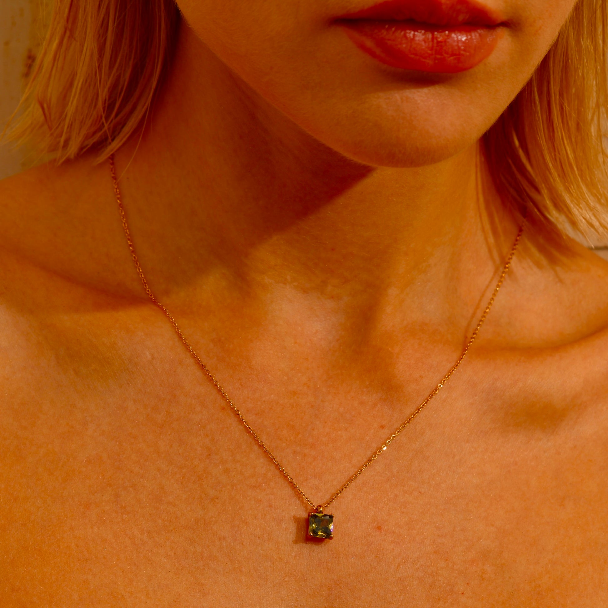 Princess Cut CZ Pendant Necklace - 18K Gold Plated - Hypoallergenic - Necklace - ONNNIII