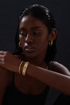 Textured Cuff Bangle with CZ - 18K Gold Plated - Bracelet - ONNNIII
