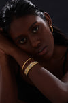 Textured Cuff Bangle with CZ - 18K Gold Plated - Bracelet - ONNNIII