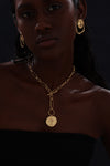 T-bar Curb Chain Necklace with Ancient Coin - Unisex - 18K Gold Plated - Necklace - ONNNIII