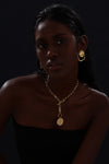 T-bar Curb Chain Necklace with Ancient Coin - Unisex - 18K Gold Plated - Necklace - ONNNIII