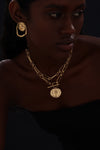 T-bar Curb Chain Necklace with Ancient Coin - Unisex - 18K Gold Plated - Necklace - ONNNIII