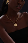 T-bar Curb Chain Necklace with Ancient Coin - Unisex - 18K Gold Plated - Necklace - ONNNIII