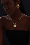 T-bar Curb Chain Necklace with Ancient Coin - Unisex - 18K Gold Plated - Necklace - ONNNIII