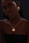 T-bar Curb Chain Necklace with Ancient Coin - Unisex - 18K Gold Plated - Necklace - ONNNIII