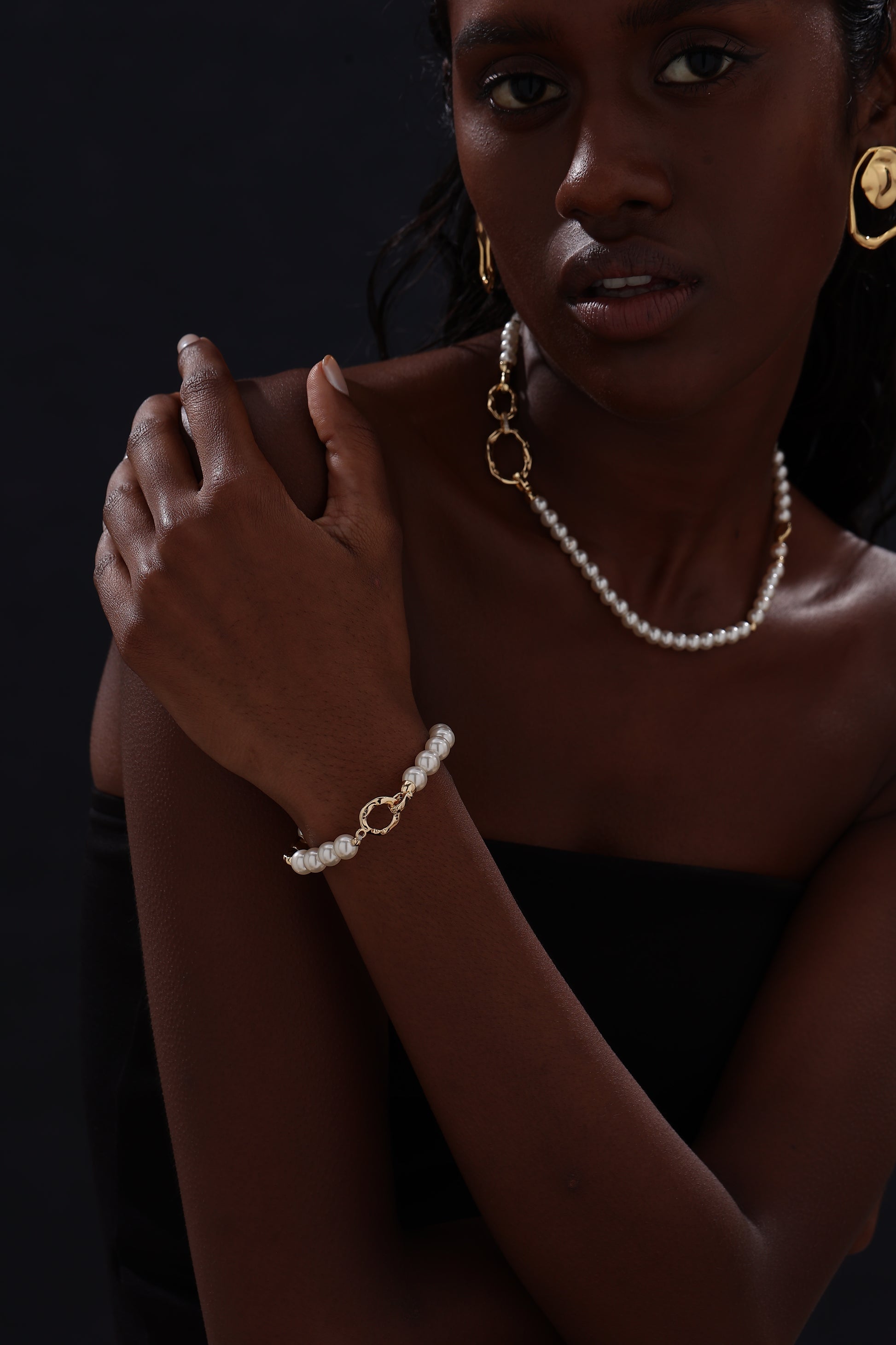 Gold Pearl Beaded Set - Jewelry Set - ONNNIII