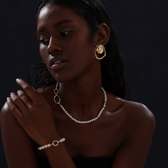 Gold Pearl Beaded Set - Jewelry Set - ONNNIII