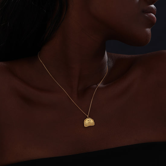 Textured Half Moon Star Ocean Pendant Necklace - 18K Gold Vermeil - Necklace - ONNNIII