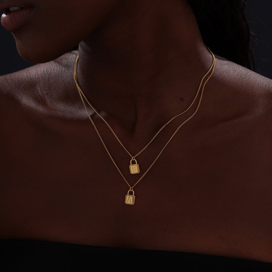 Letter Lock Pendant Necklace - 18K Gold Plated - Necklace - ONNNIII