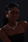 Handcrafted Gold Rim Pendant Pearl Necklace - Necklace - ONNNIII