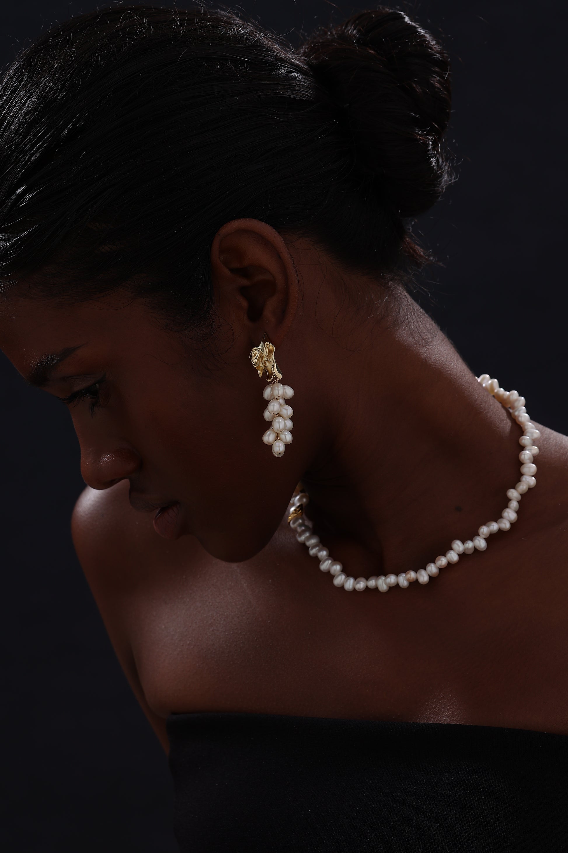 Freshwater Pearl Cluster Drop Earrings - Earrings - ONNNIII