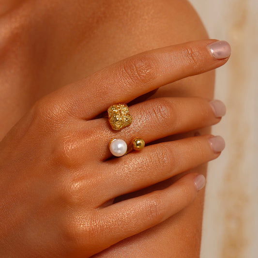 Pearl Textured Open Ring - Ring - ONNNIII