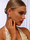 Pearl Chandelier Earrings with Pink Cubic Zirconia - 18K Gold Plated - Earrings - ONNNIII
