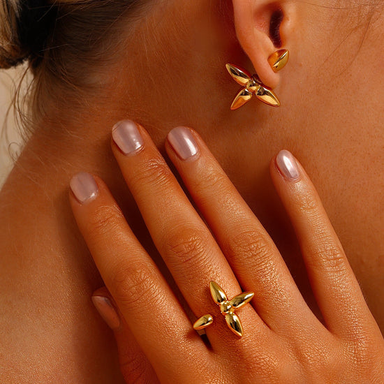 Clover Set 2 | Earrings Ring | Gold - ONNNIII