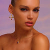 Cross Drop Earrings in Multi-Colour CZ - 18K Gold Plated - Pearl Inlaid - Earrings - ONNNIII