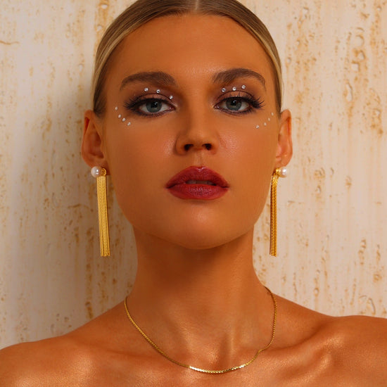 Tassel Drop Earrings with Pearl - 18K Gold Plated - Earrings - ONNNIII