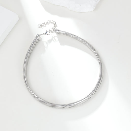 Snake Chain Choker Necklace - Silver - Hypoallergenic - Necklace - ONNNIII